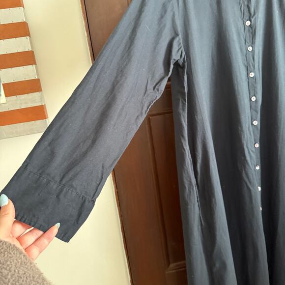 Natural Life | Drew 100% Cotton Button Down Duster Maxi Shirt Dress Black Medium - Picture 4 of 10